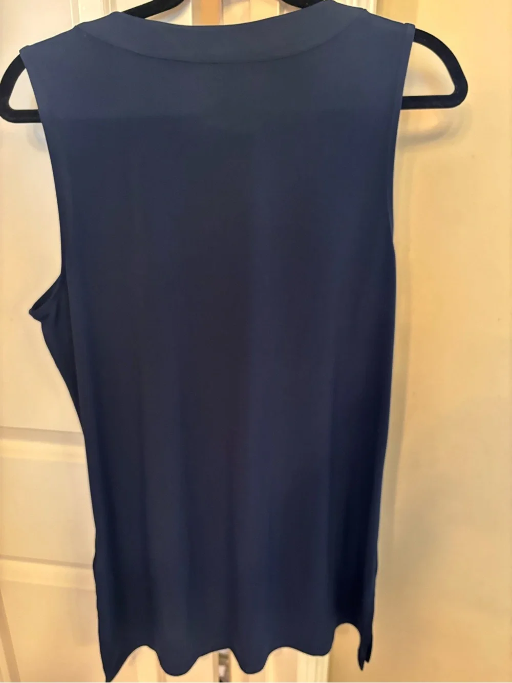 Michael Kors Navy Sleeveless V-Keyhole Tank with Gold Hardware